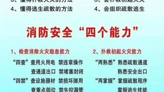 消防知识“四懂四会”及消防安全“四个能力”