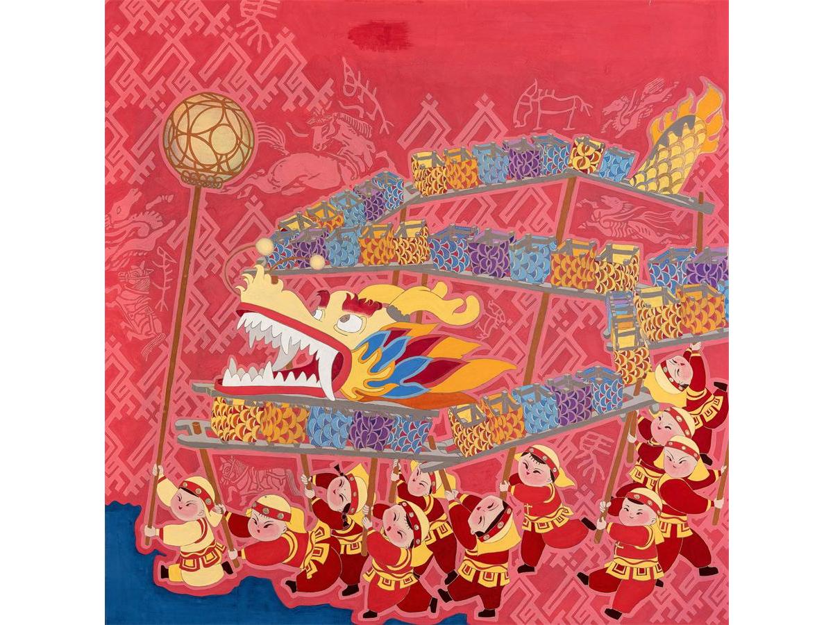 邱莹睿：骏马龙灯耀福年
